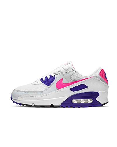 Nike Air Max 90 - Zapatillas deportivas para mujer, Mujer, Blanco Rosa Púrpura, 40.5 EU