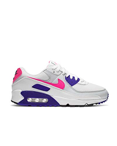 Nike Air Max 90 - Zapatillas deportivas para mujer, Mujer, Blanco Rosa Púrpura, 40.5 EU