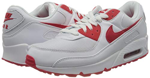Nike Air MAX 90, Zapatillas para Correr Hombre, White Hyper Red Black, 44 EU
