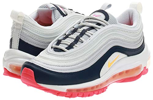NIKE Air MAX 97 W Zapatillas Moda Mujeres Blanco/Azul/Naranja - 35 1/2 - Zapatillas Bajas