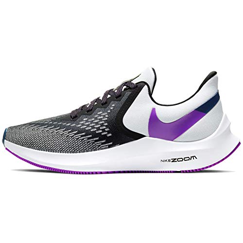 Nike Air Zoom Winflo 6, Running Shoe Womens, Negro/Morado Vivo/Polvo Fotón, 38 EU