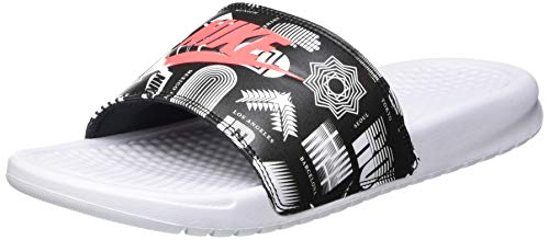 Nike Benassi JDI Print, Sandal Hombre, White/University Red-Black, 44 EU