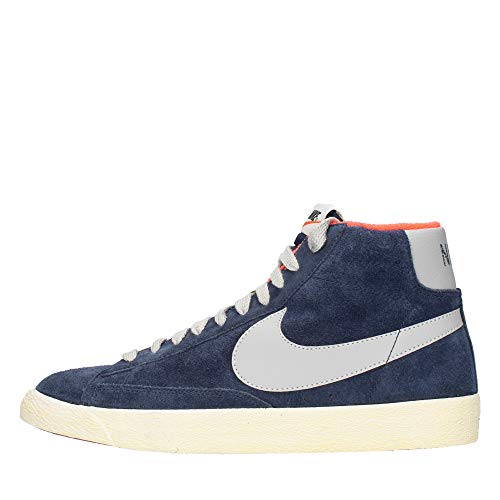Nike Blazer Mid Premium Vintage - Zapatillas Tipo Bota (Ante), Color Gris y Azul Marino