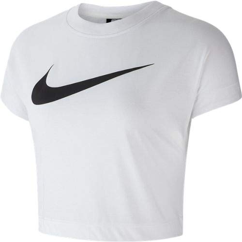 Nike Damen W Nsw Swsh Top Crop Ss T-shirt, Blanco (White/Black), XL