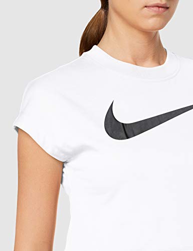 Nike Damen W Nsw Swsh Top Crop Ss T-shirt, Blanco (White/Black), XL