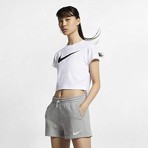 Nike Damen W Nsw Swsh Top Crop Ss T-shirt, Blanco (White/Black), XL