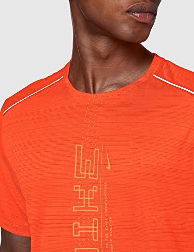 NIKE M Nk Dry Miler SS Po Gx FF T-Shirt, Hombre, Team Orange/(Magma Orange), XL
