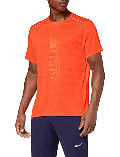 NIKE M Nk Dry Miler SS Po Gx FF T-Shirt, Hombre, Team Orange/(Magma Orange), XL