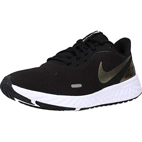 Nike Revolution 5 Zapatillas de running para mujer, color negro/dorado metálico, talla 36,5 normal