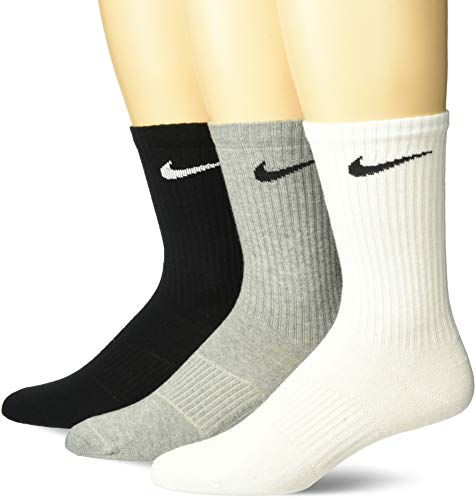 Nike Soken Lightweight Crew Paquete de 3 Pares Calcetines, Hombre, Multicolor (Grey Heather/Black/White), 46-50 EU