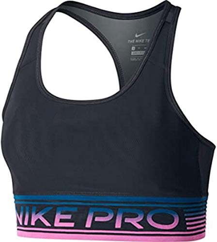 NIKE Sujetador de Malla Med Pad NP para Mujer, Mujer, CJ0711, Negro/Azul/Blanco, Medium