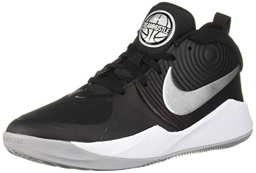 Nike Team Hustle D 9 (GS), Zapatos de Baloncesto Unisex Niños, Multicolor (Black/Metallic Silver/Wolf Grey/White 001), 35.5 EU