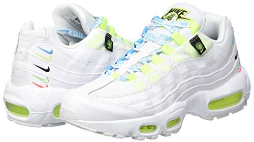 Nike W Air MAX 95 SE WW, Zapatillas para Correr Mujer, White White Volt Blue Fury Black, 37.5 EU