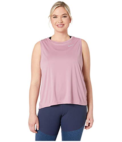 Nike W NK Dry Miler Tank Plus Tank, Mujer, Plum Dust/Reflective silv, 2X