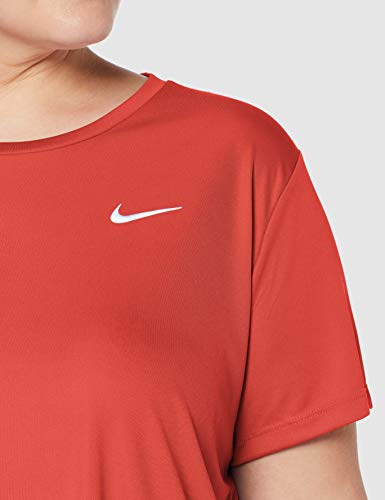 Nike W NK Dry Miler Top SS Plus T-Shirt, Mujer, Ember Glow/Reflective silv, 54/56