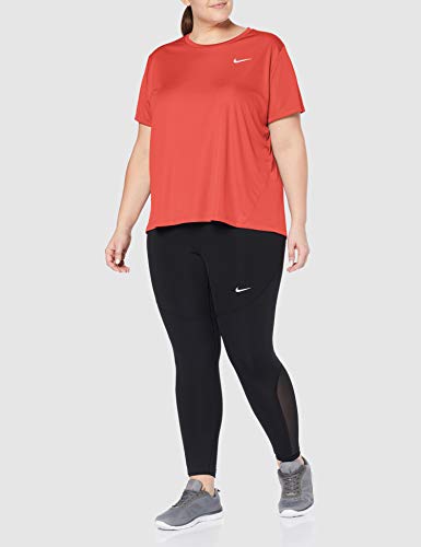 Nike W NK Dry Miler Top SS Plus T-Shirt, Mujer, Ember Glow/Reflective silv, 54/56