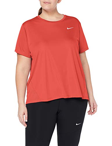 Nike W NK Dry Miler Top SS Plus T-Shirt, Mujer, Ember Glow/Reflective silv, 54/56