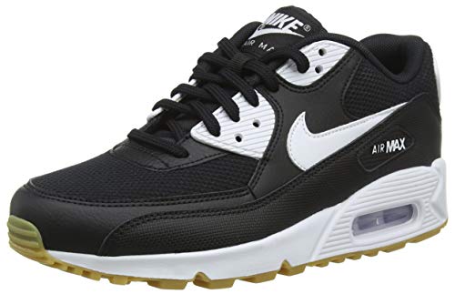 Nike Wmns Air MAX 90, Zapatillas Mujer, Negro (Black/White-Gum Light Brown-White 055), 36.5 EU