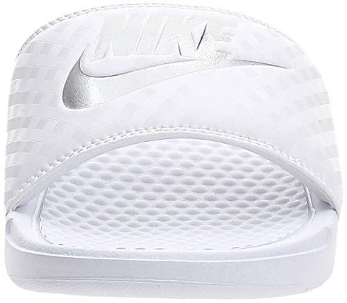 Nike Wmns Benassi JDI, Chanclas Mujer, Blanco (White/Metallic Silver 102), 43 EU