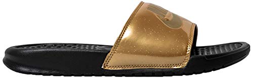 Nike Wmns Benassi JDI Print, Mujer, Negro (Black/Metallic Gold 22), 43 EU