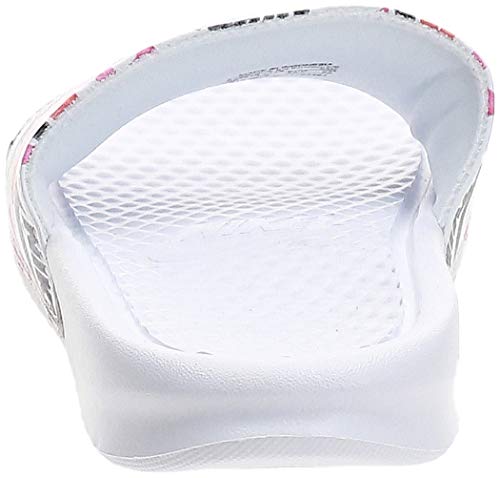 Nike Wmns Benassi JDI Print, Zapatilla de Correr Mujer, Blanco/Negro/Loto Naranja De Equipo Rosado, 36.5 EU