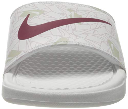 Nike Wmns Benassi JDI Print, Zapatilla de Correr para Mujer, Summit Blanco/Spruce Aura/Iced Lilac, 36.5 EU