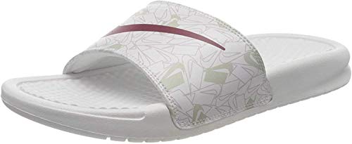 Nike Wmns Benassi JDI Print, Zapatilla de Correr para Mujer, Summit Blanco/Spruce Aura/Iced Lilac, 36.5 EU
