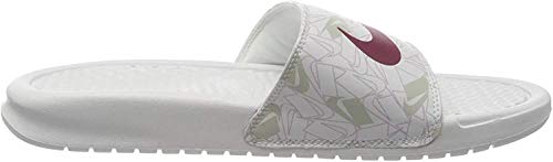 Nike Wmns Benassi JDI Print, Zapatilla de Correr para Mujer, Summit Blanco/Spruce Aura/Iced Lilac, 36.5 EU