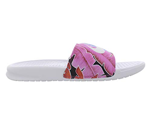 Nike Wmns Benassi JDI Print, Zapatos de Playa y Piscina Mujer, Multicolor (White/Habanero/Ember Glow/Game Royal 113), 36.5 EU