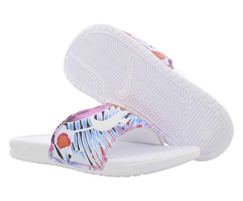 Nike Wmns Benassi JDI Print, Zapatos de Playa y Piscina Mujer, Multicolor (White/Habanero/Ember Glow/Game Royal 113), 36.5 EU