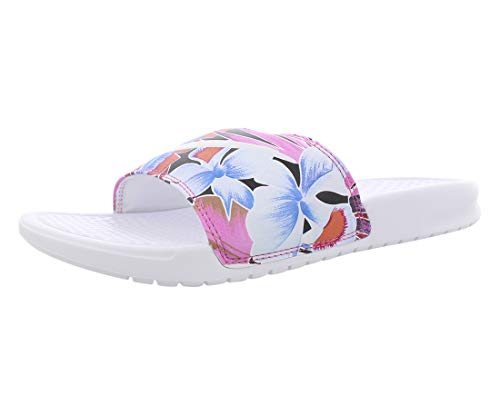 Nike Wmns Benassi JDI Print, Zapatos de Playa y Piscina Mujer, Multicolor (White/Habanero/Ember Glow/Game Royal 113), 36.5 EU