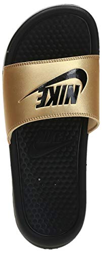 NIKE Women's Benassi Just Do It. Sandal, Mujer, Black/Black/Metallic Gold, 39 EU
