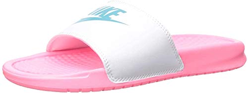 Nike Women's Benassi Just Do It. Sandal, Zapatos de Playa y Piscina para Mujer, Multicolor (Sunset Pulse/Teal Nebula-White 616), 38 EU