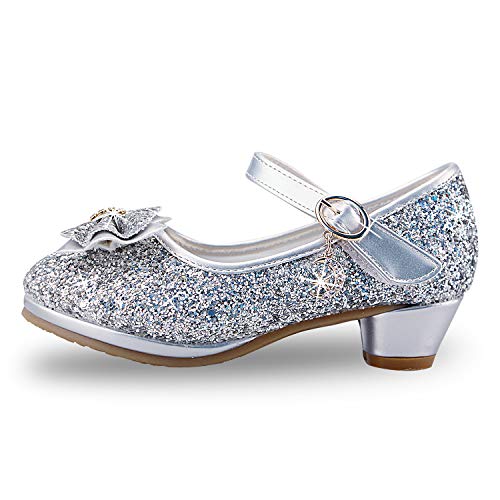 Niñas Niños Princesa Zapatos Sandalia Verano Zapatillas Fiesta Arco Rhinestone Lentejuelas Zapatitos de Tacón de Vestir de Chicas Sandalias para Niñas 3-14 Años