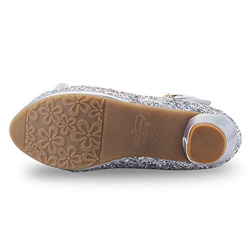 Niñas Niños Princesa Zapatos Sandalia Verano Zapatillas Fiesta Arco Rhinestone Lentejuelas Zapatitos de Tacón de Vestir de Chicas Sandalias para Niñas 3-14 Años