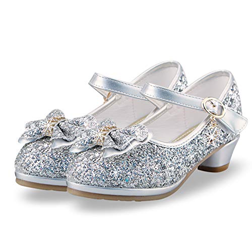 Niñas Niños Princesa Zapatos Sandalia Verano Zapatillas Fiesta Arco Rhinestone Lentejuelas Zapatitos de Tacón de Vestir de Chicas Sandalias para Niñas 3-14 Años