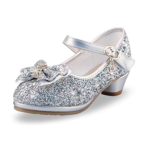 Niñas Niños Princesa Zapatos Sandalia Verano Zapatillas Fiesta Arco Rhinestone Lentejuelas Zapatitos de Tacón de Vestir de Chicas Sandalias para Niñas 3-14 Años