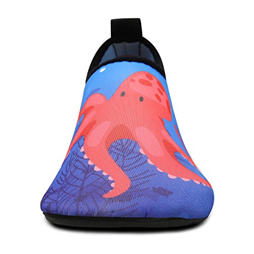 Niños Escarpines Zapatos de Agua Descalzo Barefoot Respirable Calcetines de natación Aire Libre Piscina de Playa Calzado,Pulpo Rojo,20/21