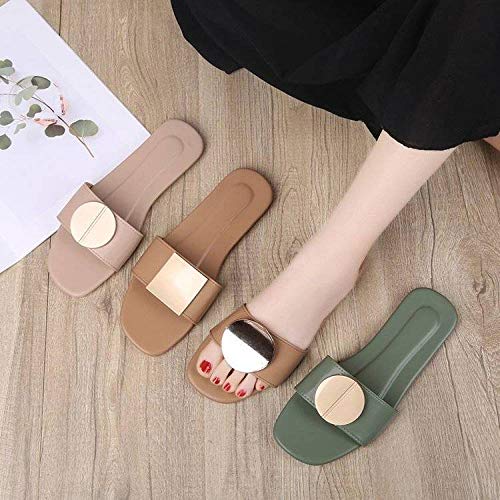 Noctiflorous Hombres Uso En Interiores Zapatillas,Sandalias de Punta Plana, Sandalias Antideslizantes de Fondo Suave-Verde_36,Suela De Espuma Suave Zapatos