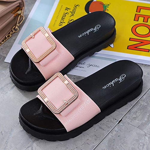 Noctiflorous Zapatillas de casa de Fondo Suave,Use Sandalias y Zapatillas de Fondo Grueso, Zapatos de Playa Junto al mar Rosa_36,Zapatos de Playa y Piscina