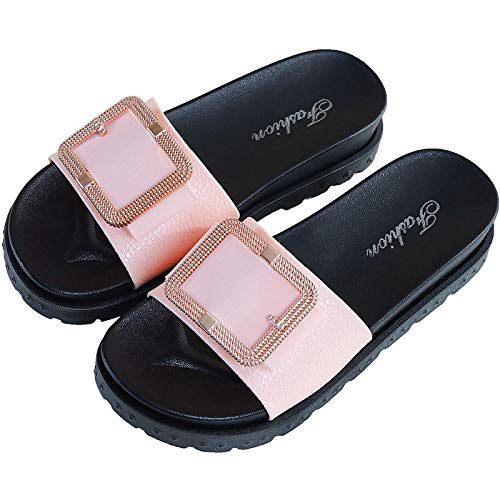 Noctiflorous Zapatillas de casa de Fondo Suave,Use Sandalias y Zapatillas de Fondo Grueso, Zapatos de Playa Junto al mar Rosa_36,Zapatos de Playa y Piscina