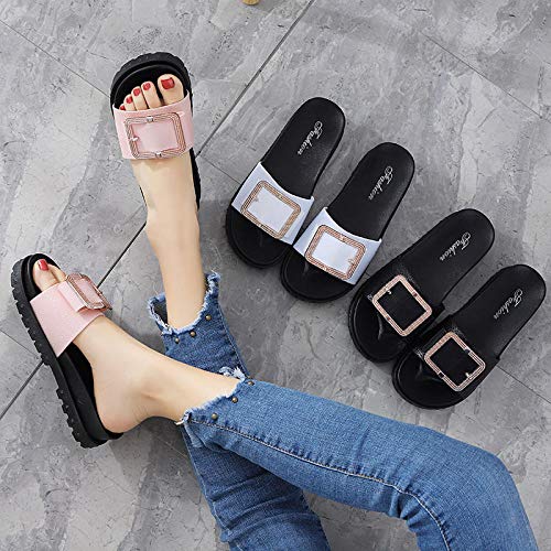 Noctiflorous Zapatillas de casa de Fondo Suave,Use Sandalias y Zapatillas de Fondo Grueso, Zapatos de Playa Junto al mar Rosa_36,Zapatos de Playa y Piscina