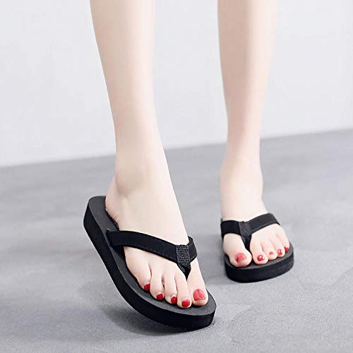 Noctiflorous Zapatos de Playa y Piscina,Sandalias y Zapatillas de Suela Gruesa, Zapatos Antideslizantes de Playa Reforzados-7 Negro Puro_36,Zapatillas de Piscina cómodas