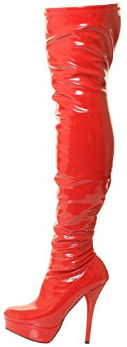 Nueva Sexy Ladies Negro sobre la Rodilla de caña Alta Plataforma del talón Botas (45, Charol Rojo)