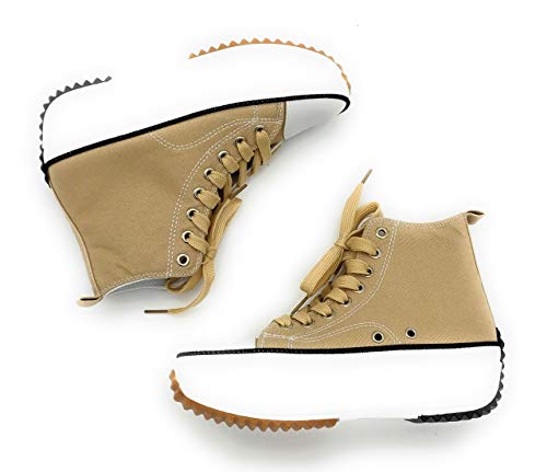 Nuevo Zapatillas de Lona, Zapatillas con Plataforma Mujer, Zapatillas de Moda. Color Beige. (Numeric_37)