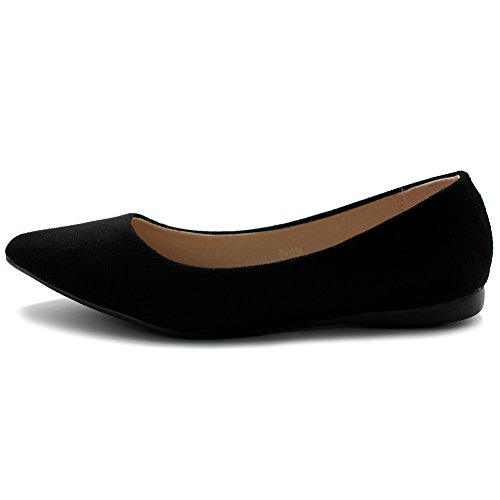 Ollio Zapatos planos para mujer de ballet cómodos de ante sintético ligero multicolor, negro (Negro), 39 EU