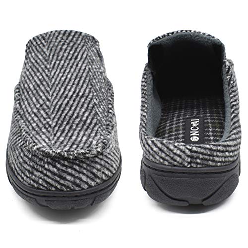 ONCAI Gris Zapatillas Casa Hombre Rayas Felpa Pantuflas de Invierno Alta Densidad Espuma de Memoria Antideslizante Cálido Forro Zapatillas Suave Vellón Lana Zuecos