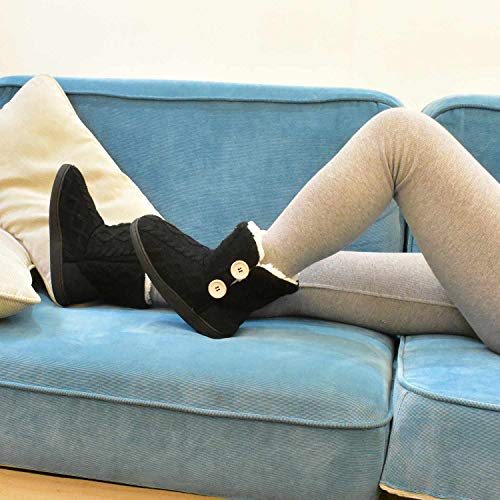 ONCAI Zapatillas de casa para Mujer en Invierno Lana Artificial Forrada de Botones en el Lateral, cómoda y cálida.