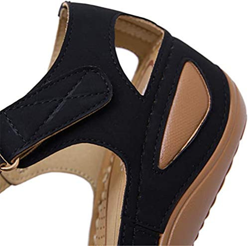 ONEYMM Sandalias de Vestir para Mujer Verano Cuña Cómodos Casual Retro Sandalias Zapatos de Playa con Velcro 2020 Roma Casual Sandalias Fiesta Cómodo Zapatos Tacón Alto,Marrón,39