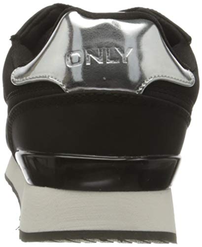 ONLY ONLSAHEL-4 Metallic Sneaker, Zapatillas Mujer, Negro, 41 EU